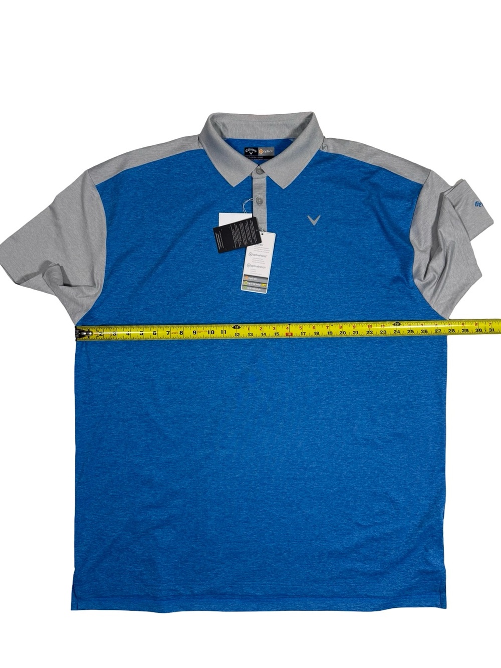 Callaway Golf Polo Mens 2XLT Opti-Dri UPF 50 Stretch Blue Gray Performance NEW - Picture 4 of 7